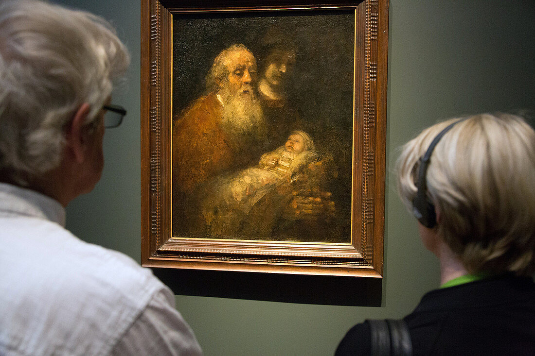 visitors at the rembrandt exhibition, rijksmuseum, amsterdam, holland