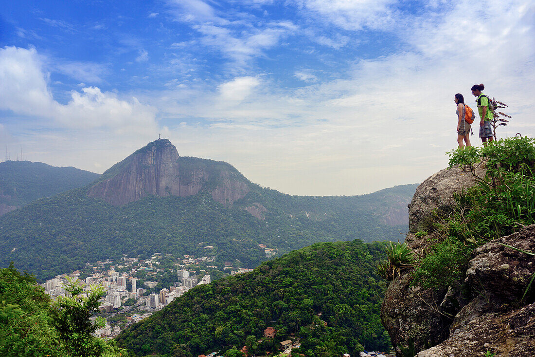 Hikers on the Morro dos Cabritos, Copacabana, Rio de Janeiro, Brazil, South America