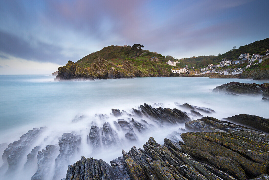The picturesque village of Polperro on the dramatic Cornish coastline, Cornwall, England, United Kingdom, Europe