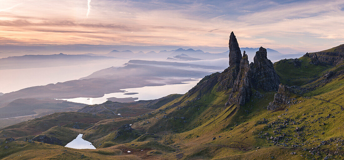 Spectacular scenery at the Old Man of Storr on the Isle of Skye, Inner Hebrides, Scotland, United Kingdom, Europe