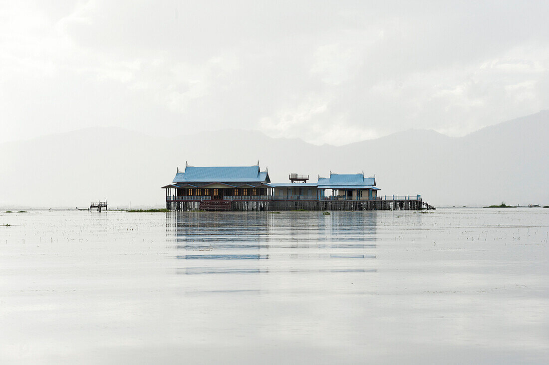 Old 20th century British Lake resort, now being restored, Inle Lake, Shan state, Myanmar Burma, Asia