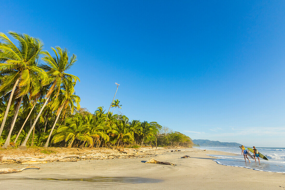 Surfers on Playa Santa Teresa, a southern surf beach near Mal Pais, Nicoya Peninsula, Santa Teresa, Puntarenas, Costa Rica, Central America