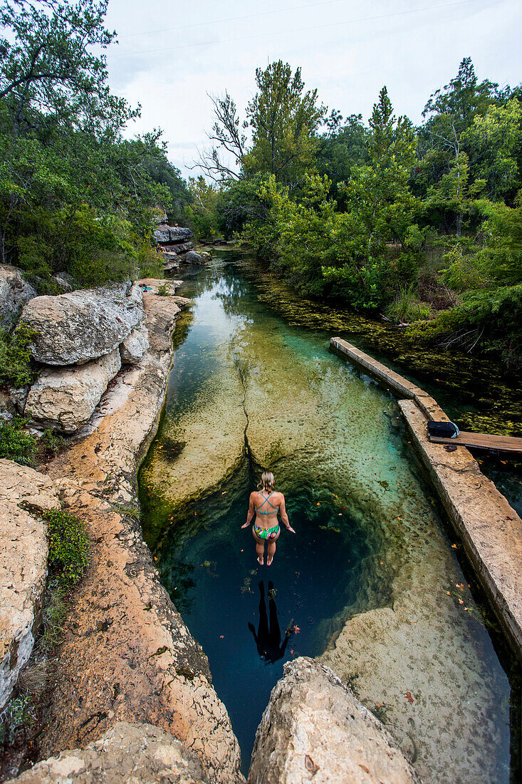 Jacob's Well near Wimberley, Texas is a unique geological feature and a great way to pass a hot summer day in Texas.