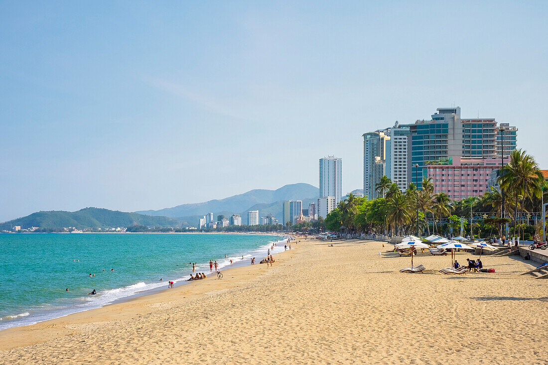 View of Nha Trang beach and city skyline, Khánh Hòa Province, Vietnam