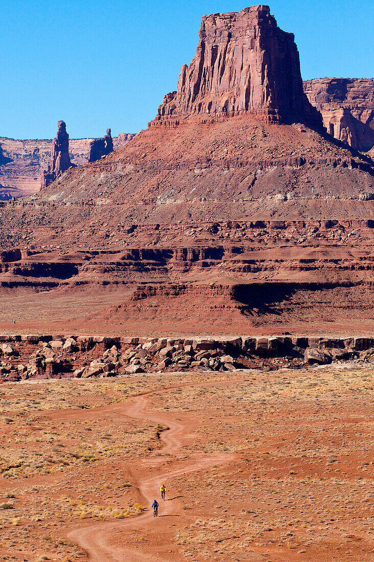 Jeet Grewahl and Bill Boardman riding the White Rim Trail in Canyonlands National Park, UT.