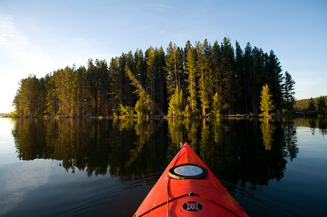 Kayaking on Jackson Lake. Grand Teton NP, WY