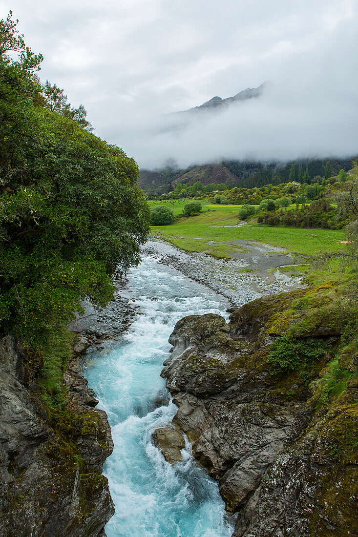 High angle view of river in remote landscape