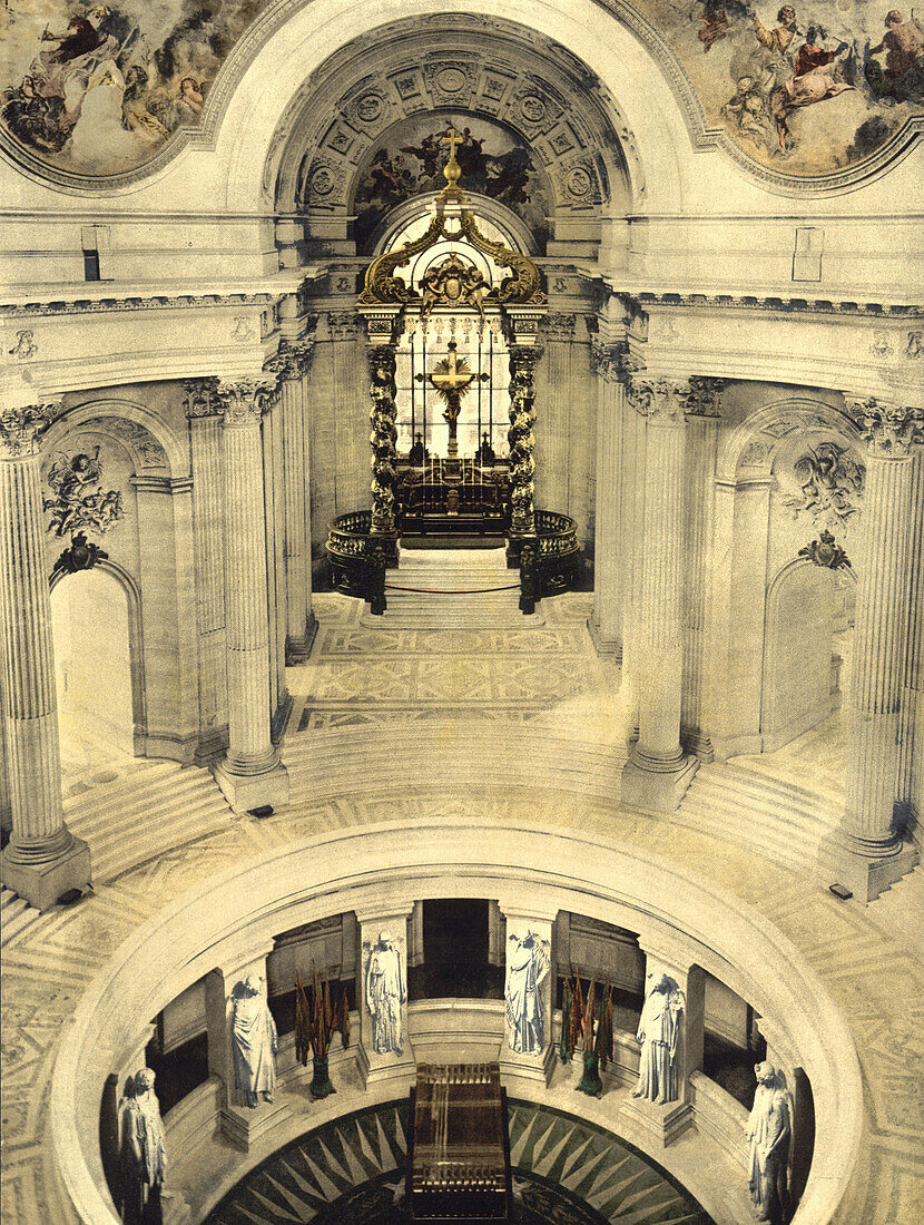Napoleon's Tomb, Les Invalides, Paris, France, Photochrome Print, circa 1900