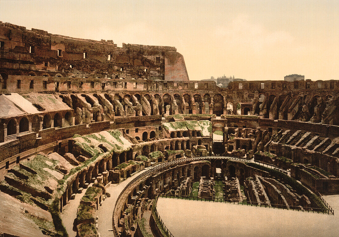 Interior of Coliseum, Rome, Italy, Photochrome Print, circa 1901