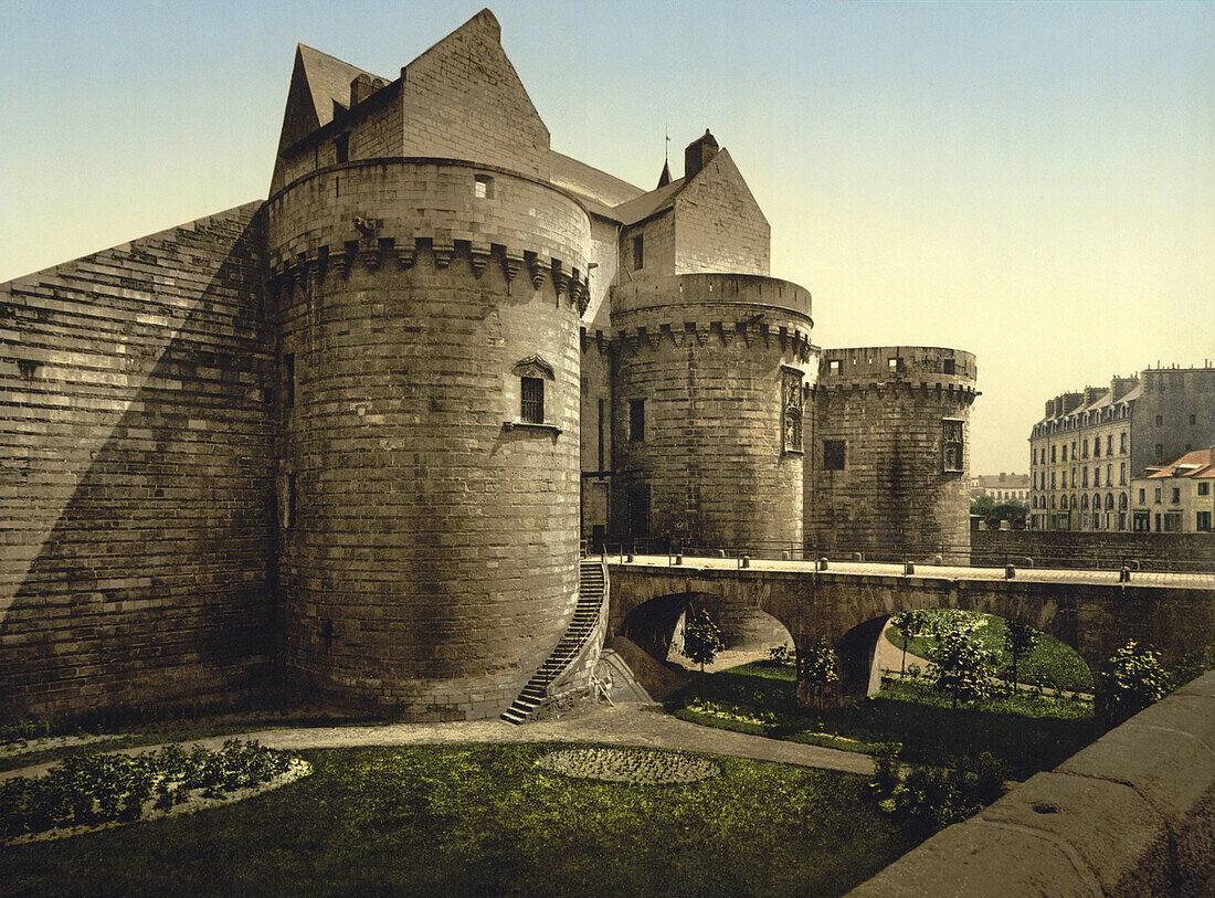 Castle Entrance, Nantes, France, Photochrome Print, circa 1900
