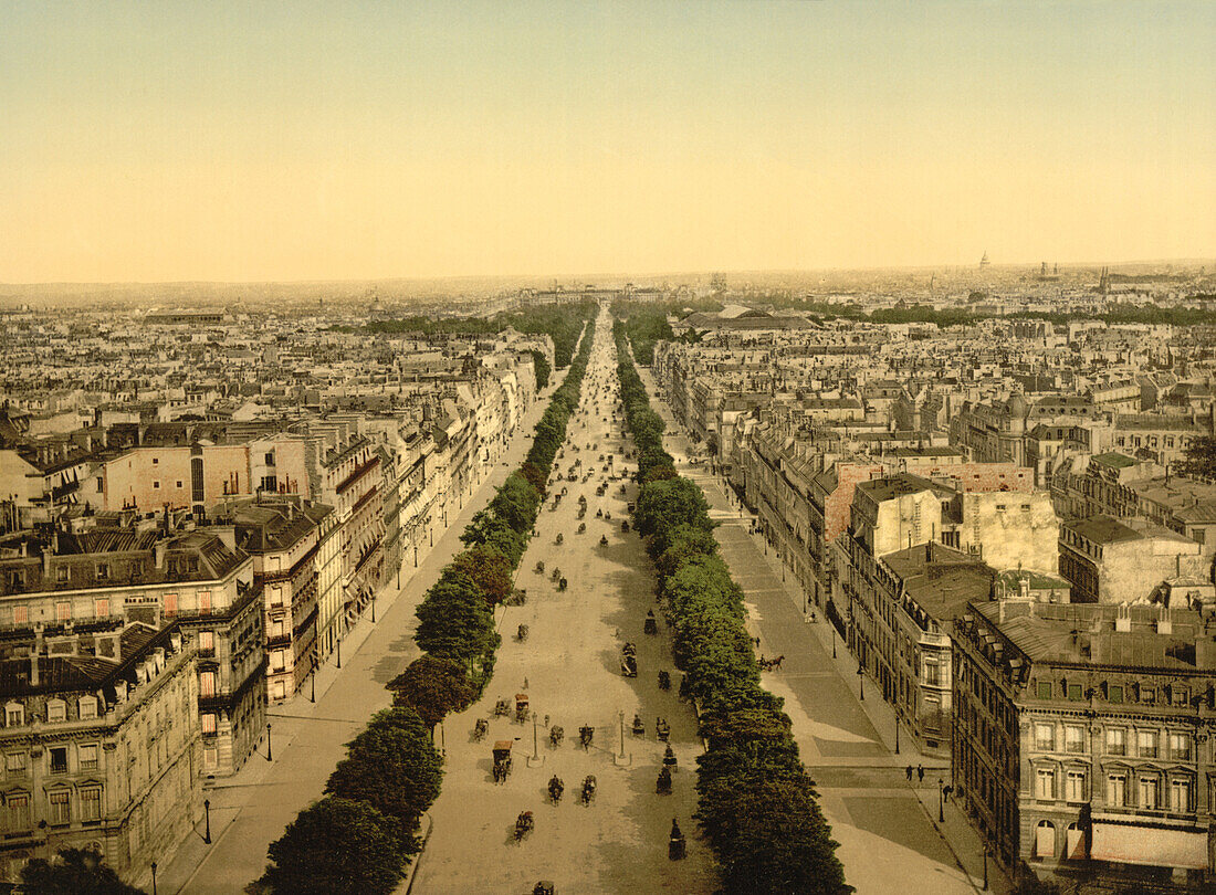 Champs Elysees, Paris, France, Photochrome Print, circa 1900