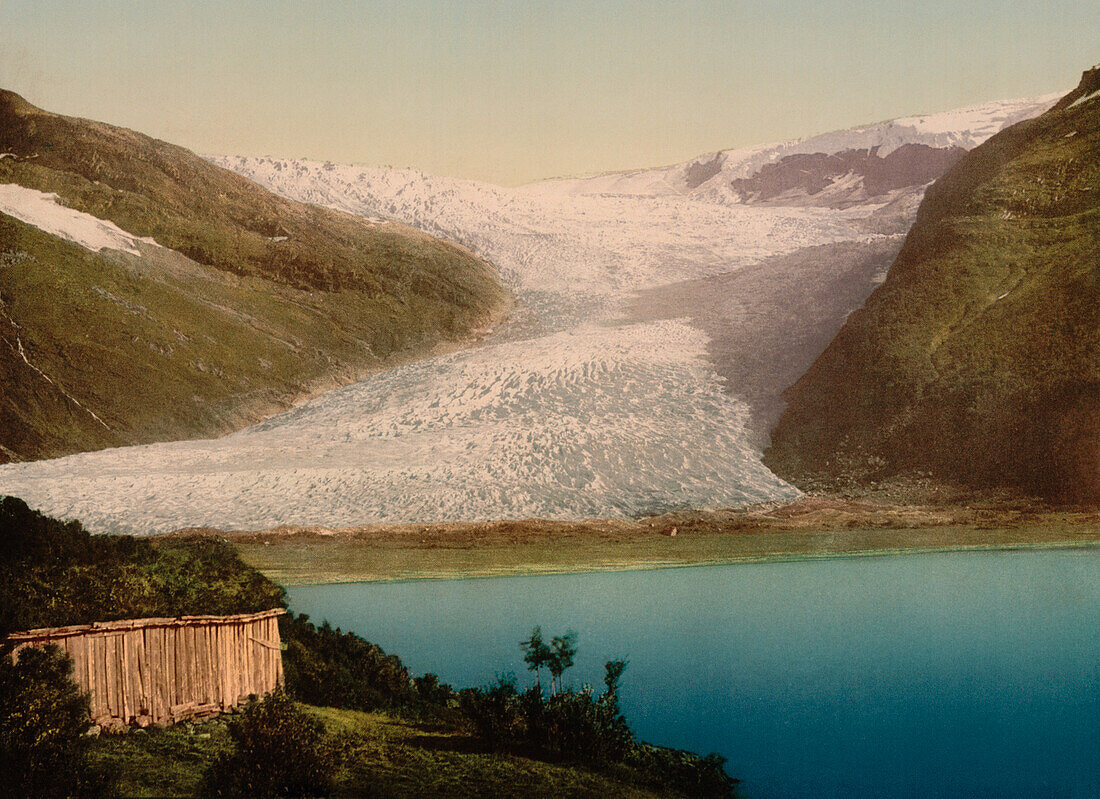 Glacier, Svartisen, Norway, Photochrome Print, circa 1901