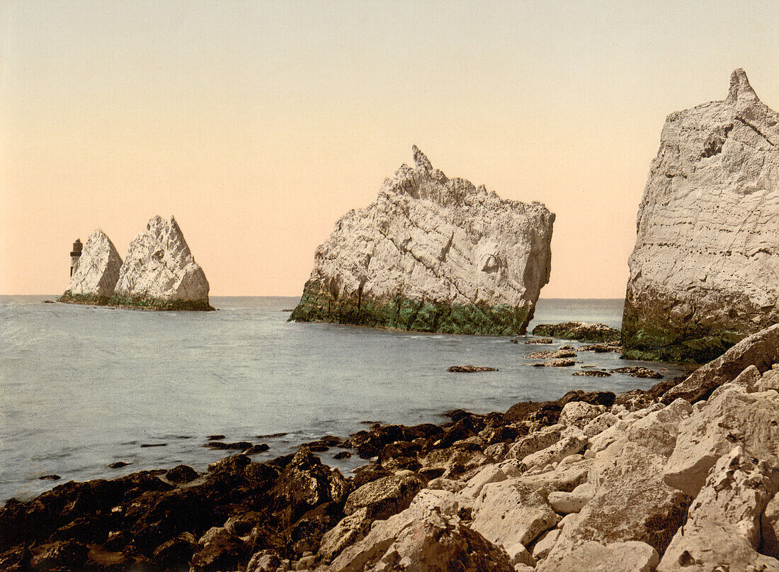The Needles, Isle of Wight, England, Photochrome Print, circa 1900