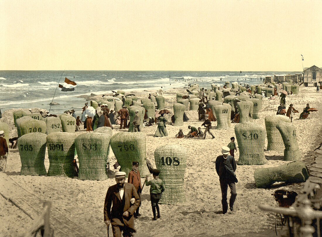 Men's Bathing Place, Norderney, Germany, Photochrome Print, circa 1901