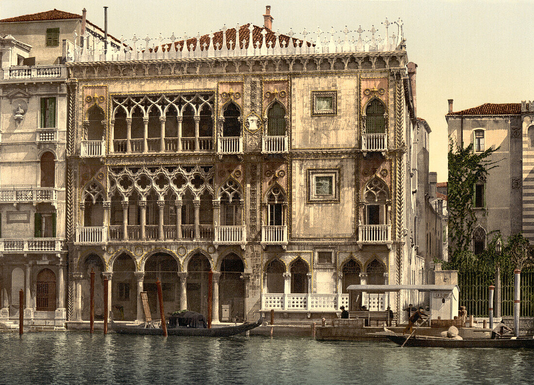Golden House, Grand Canal, Venice, Italy, Photochrome Print, circa 1900