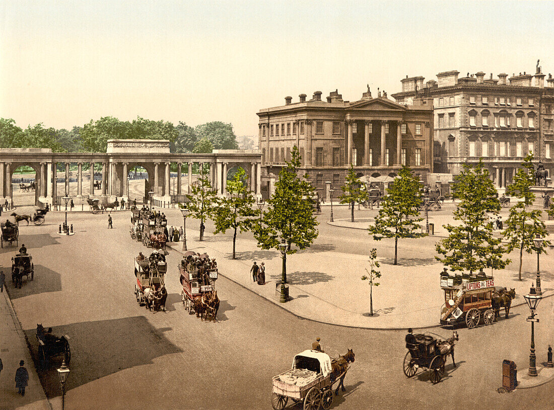 Hyde Park Corner, London, England, UK, Photochrome Print, circa 1900