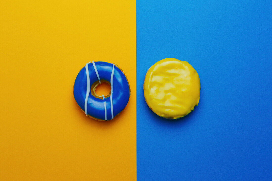 Donuts on colored background