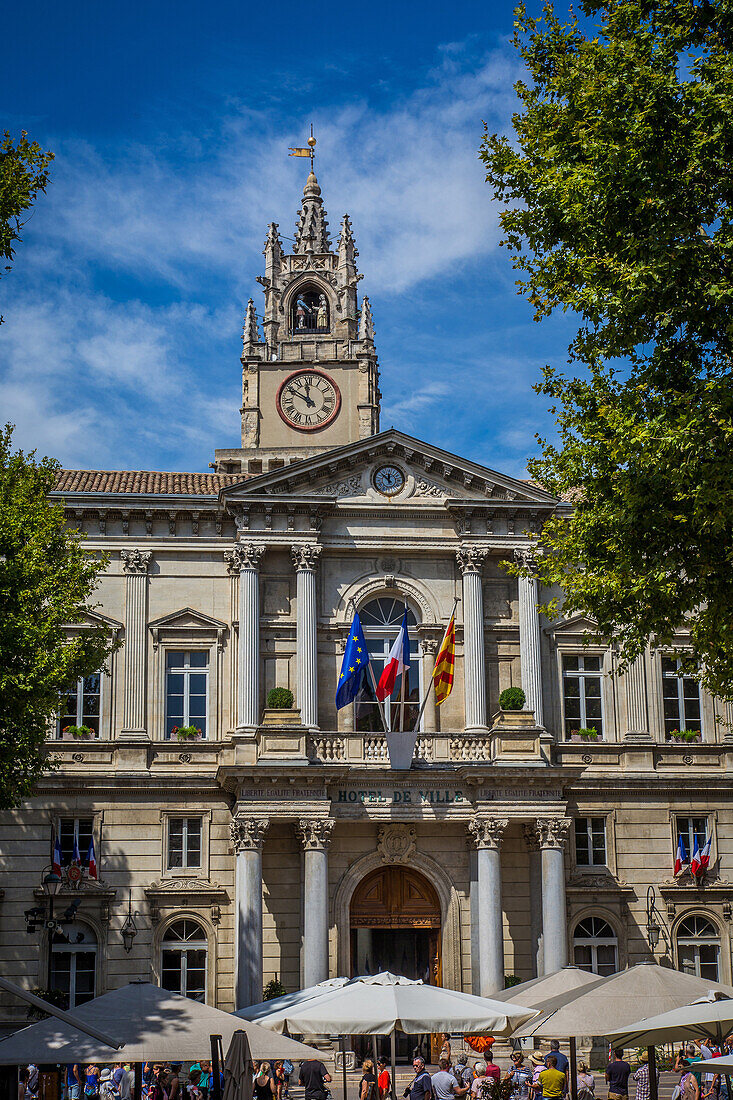 the city hall on the main square place de l'horloge, avignon, vaucluse (84), paca, provence alpes cote d'azur, france
