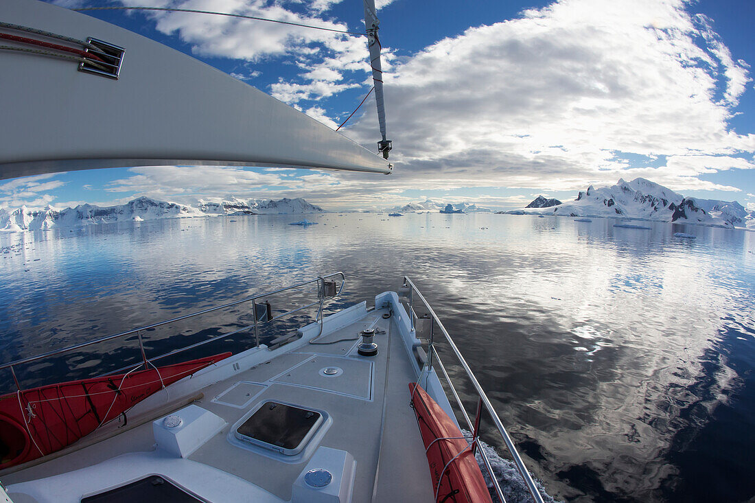Sailboat in Gerlache Strait, Antarctic Peninsula, Antarctica