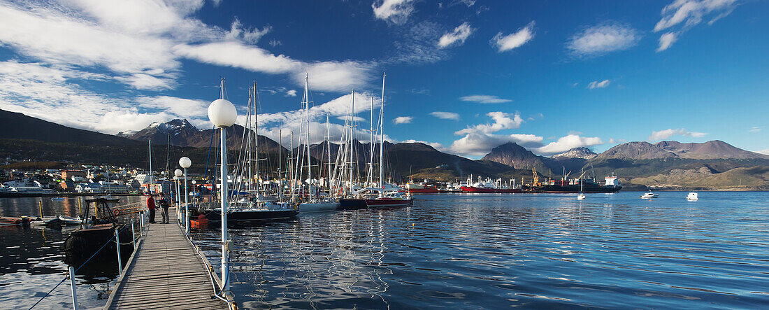 Sailboats in harbour, Ushuaia, Tierra Del Fuego, Argentina