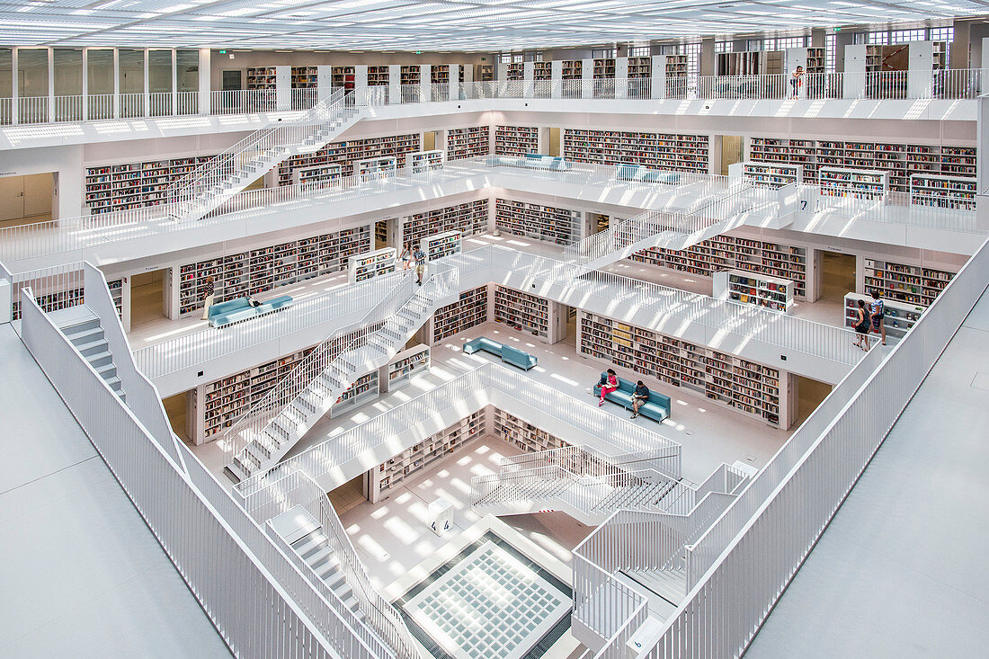 Stadtbibliothek von Stuttgart, Baden Württemberg, Süddeutschland, Deutschland