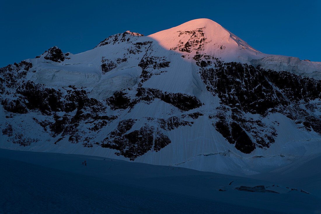 Piz Roseg in the first light of the sun, Rhaetian Alps, canton of Grisons, Switzerland