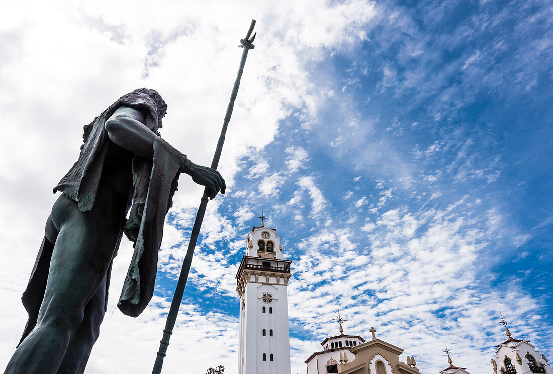 Plaza of Candelaria, one of nine princes of the Guanchen in front of the basilica, in the church the black Madonna is admired, Candelaria, Tenerife, the Canaries, Spain