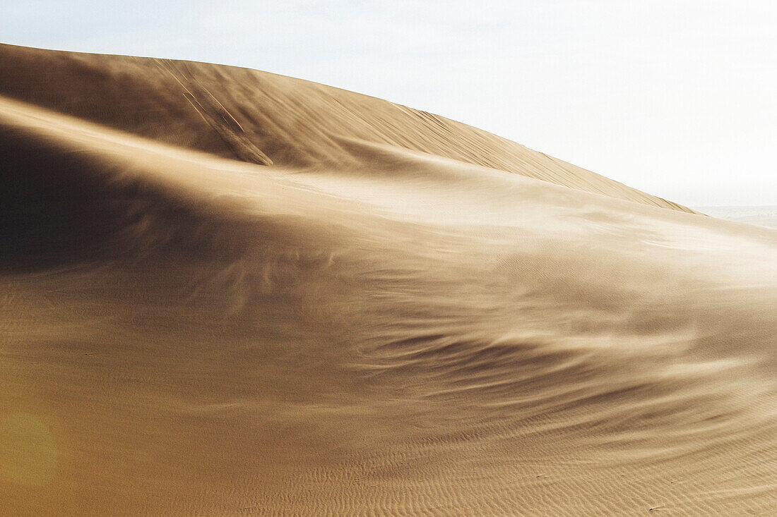 The effect of wind on the sand dunes of the desert in Namibia