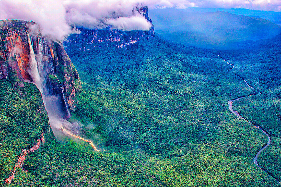 Aerial of Angel Falls, Canaima National Park, Guiana Highlands, Bolivar State, Venezuela
