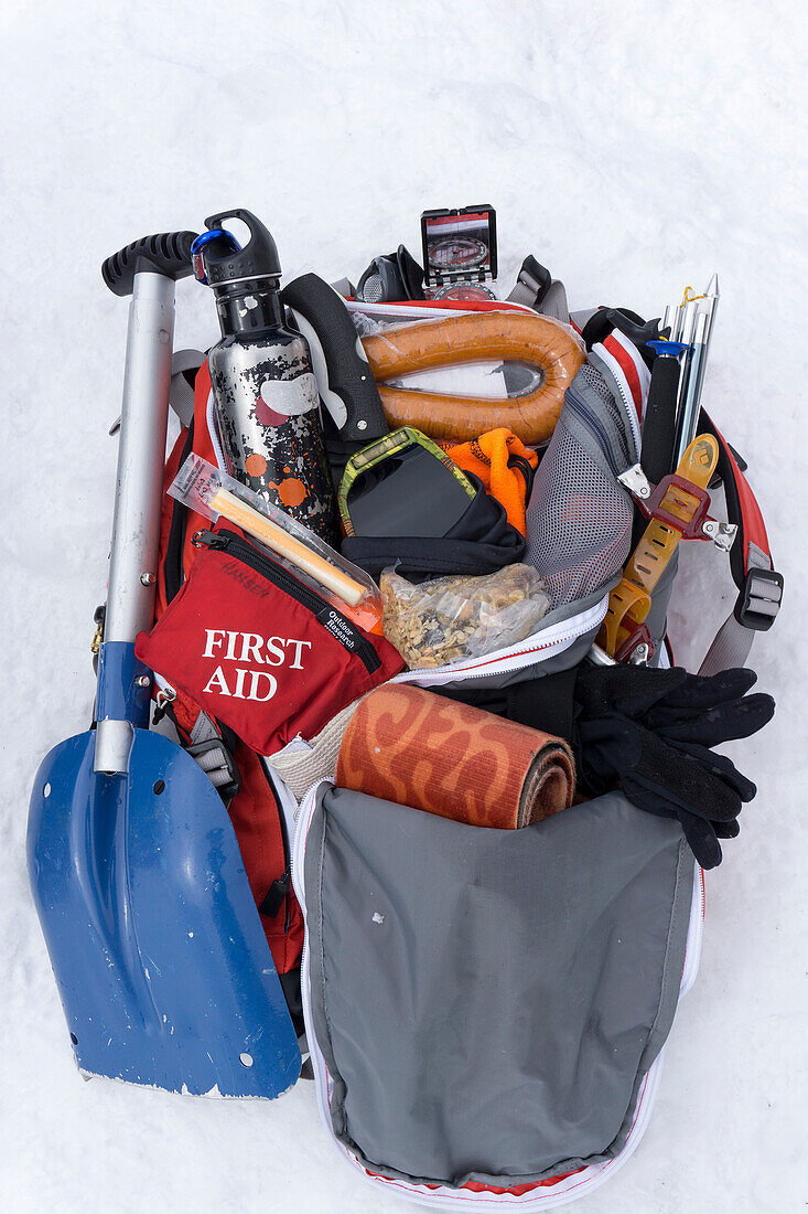 Winter backcountry backpack contents