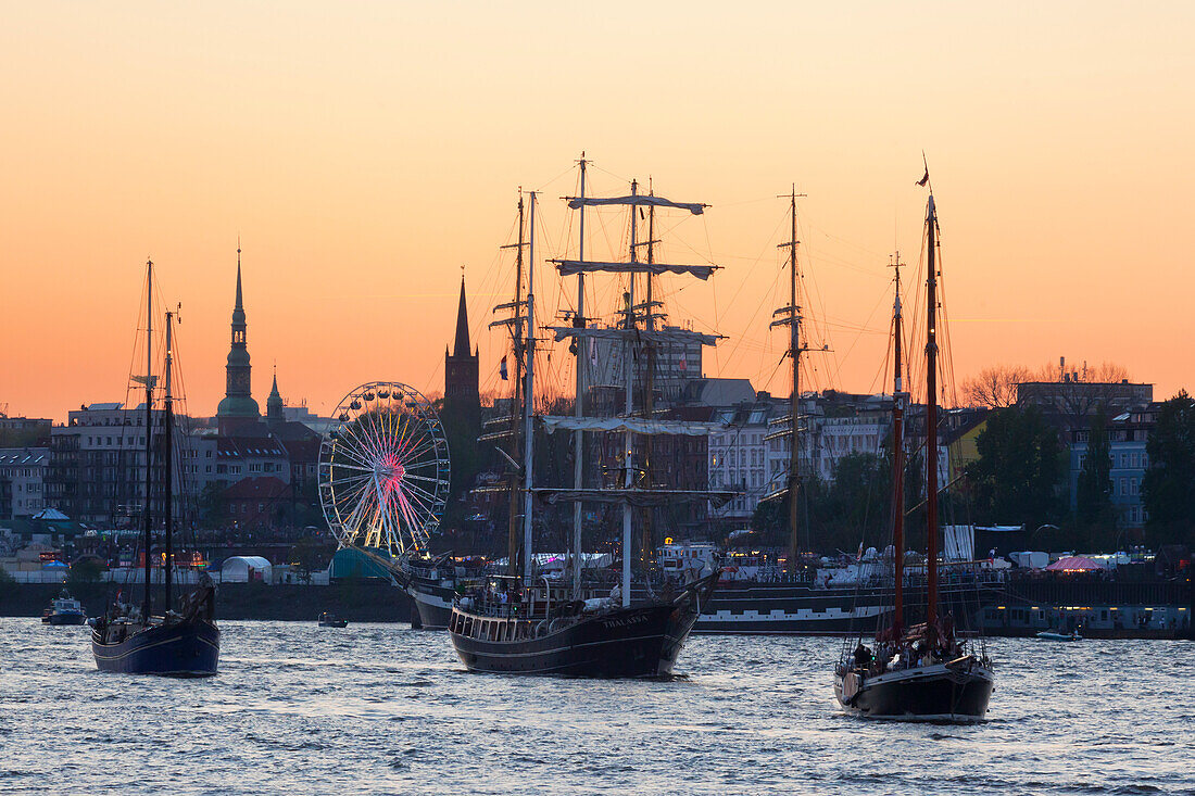 Sailing ships at the harbour, Hamburg, Germany