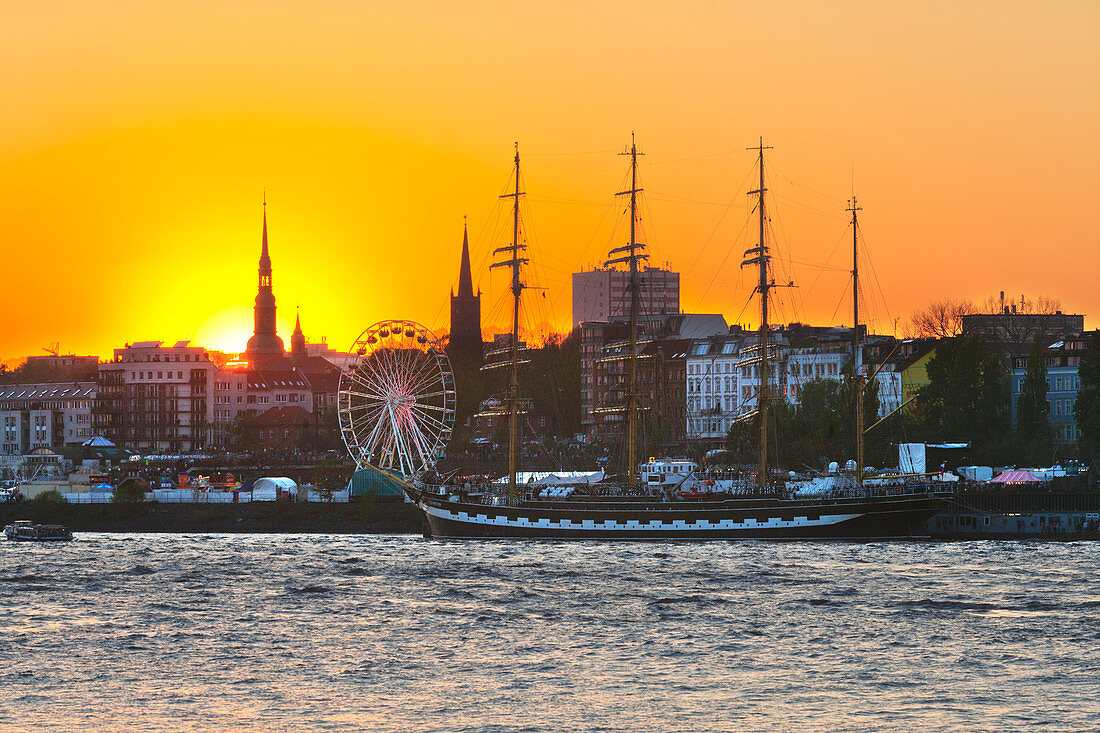 Sailing ship Krusenstern at the harbour, Hamburg, Germany