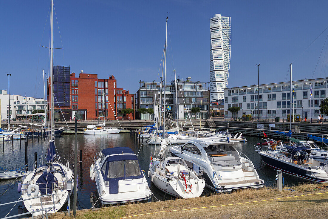 'Turm Turning Torso im Stadteil Västra Hamnen in Malmö; Skåne län, Südschweden, Schweden, Nordeuropa, Europa  '