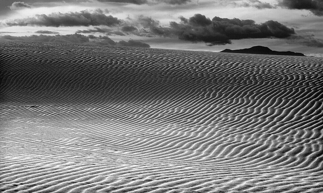 Black and white desert landscape, White Sands National Monument, NM