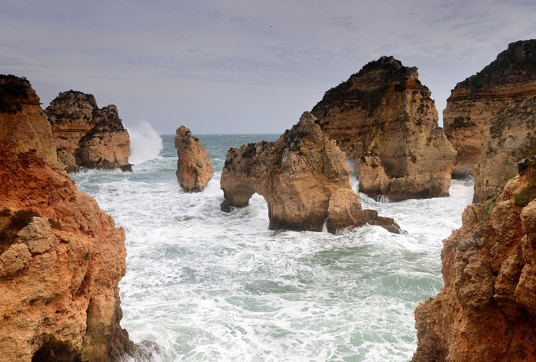 rock formations along the coastline, Ponta da Piedade near Lagos, Algarve, Portugal