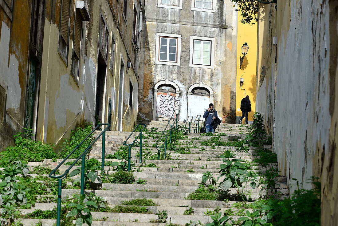 Treppen in der Altstadt, Lissabon, Portugal