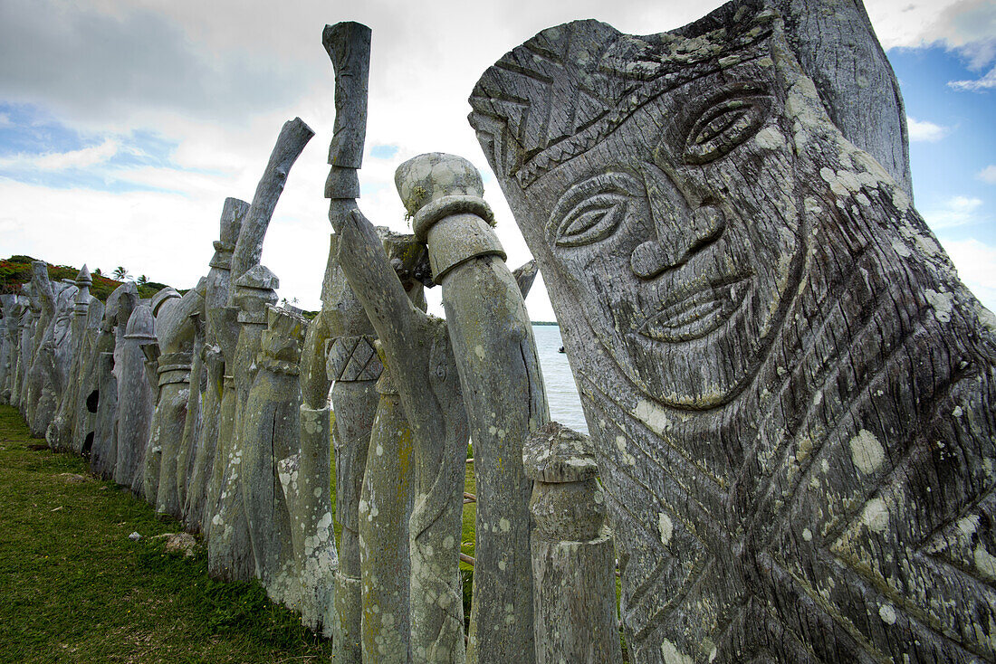Traditinal wood carving at the Baie de St. Maurice on the island of Ile des Pines, New Caledonia