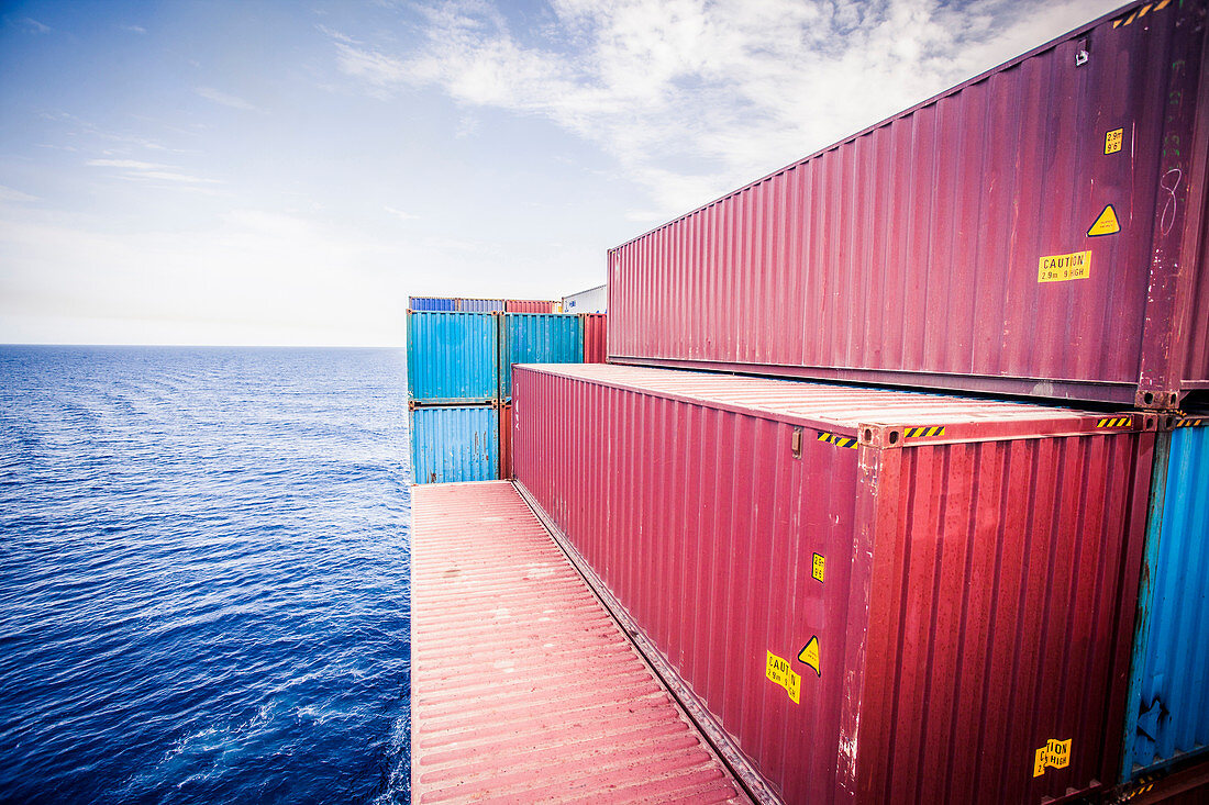 Container ship in the Red Sea south of the Suez Canal