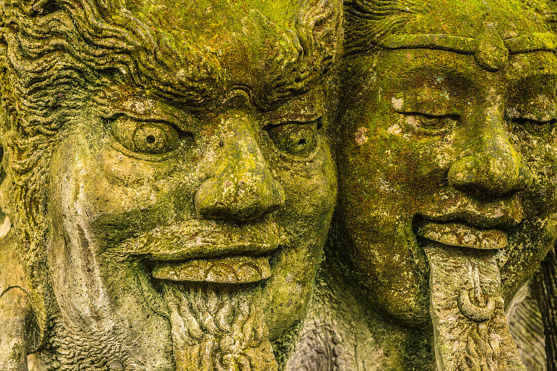 Close up of stone Balinese Temple statues, Ubut, Bali, Indonesia