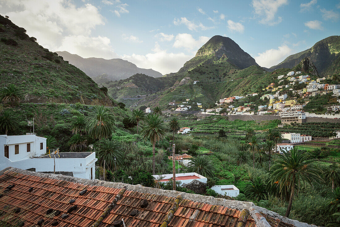 malerisches Bergdorf Hermigua, La Gomera, Kanarische Inseln, Kanaren, Spanien