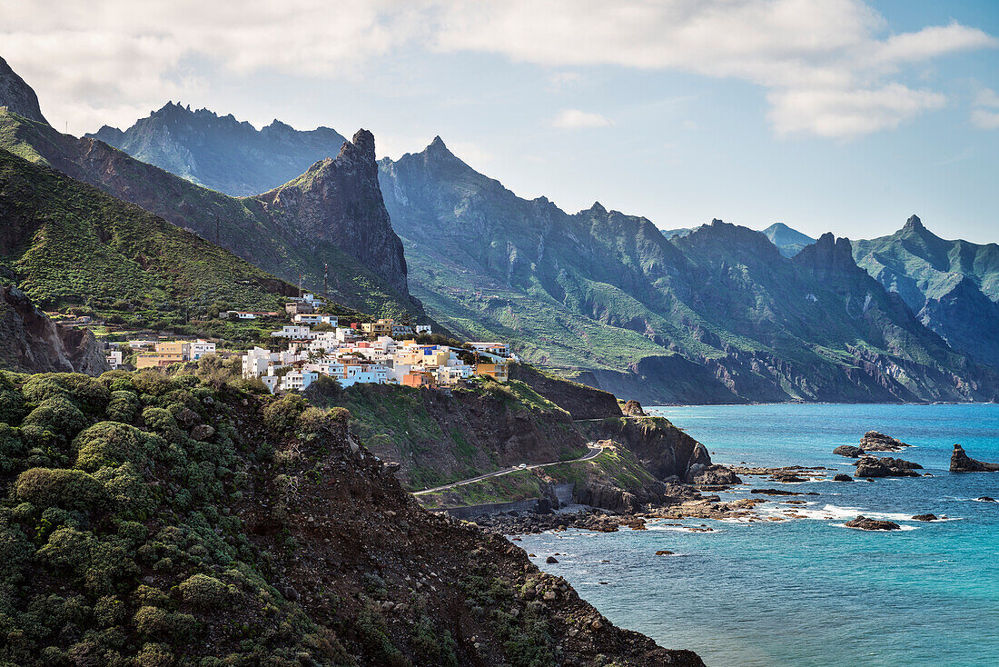 ragged coastline in the Anaga Mountains, Taganana, Tenerife, Canary Islands, Spain