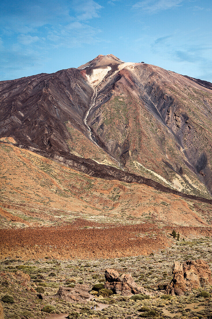 view towards Teide peak with crater, Teide volcano, National Park, Tenerife, Canary Islands, Spain