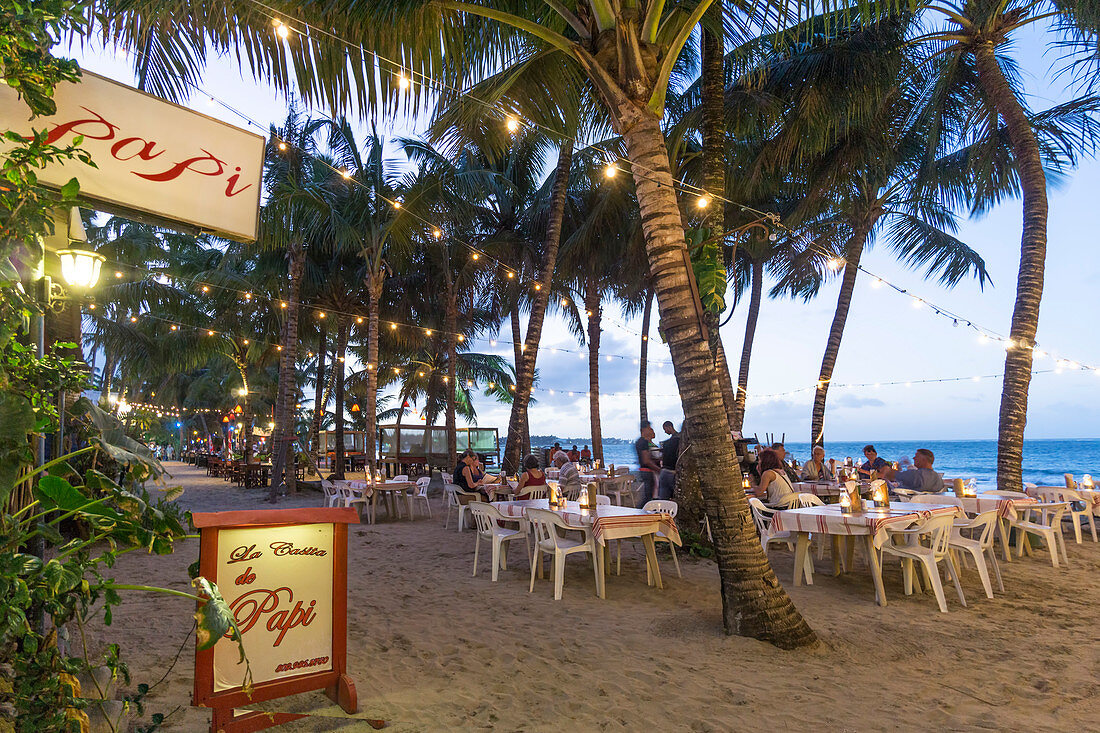 Restaurant La Casita de Papi am Strand von Cabarete, Dominikanische Republik, Antillen, Karibik