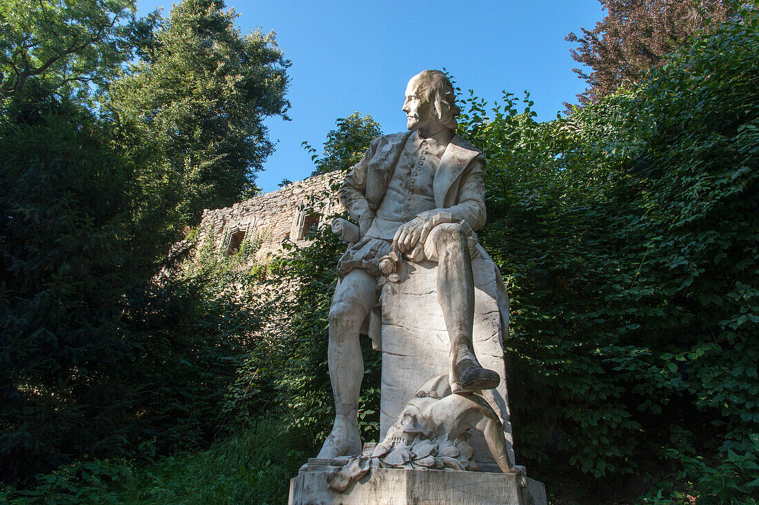 William Shakespeare memorial, park ruin, Park an der Ilm, Weimar, Thuringia, Germany