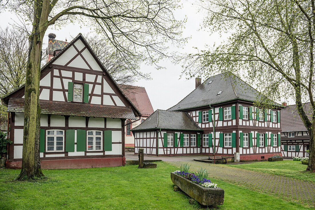 frame houses, Bodersweiher, Kehl, Ortenau, Baden-Wuerttemberg, Germany