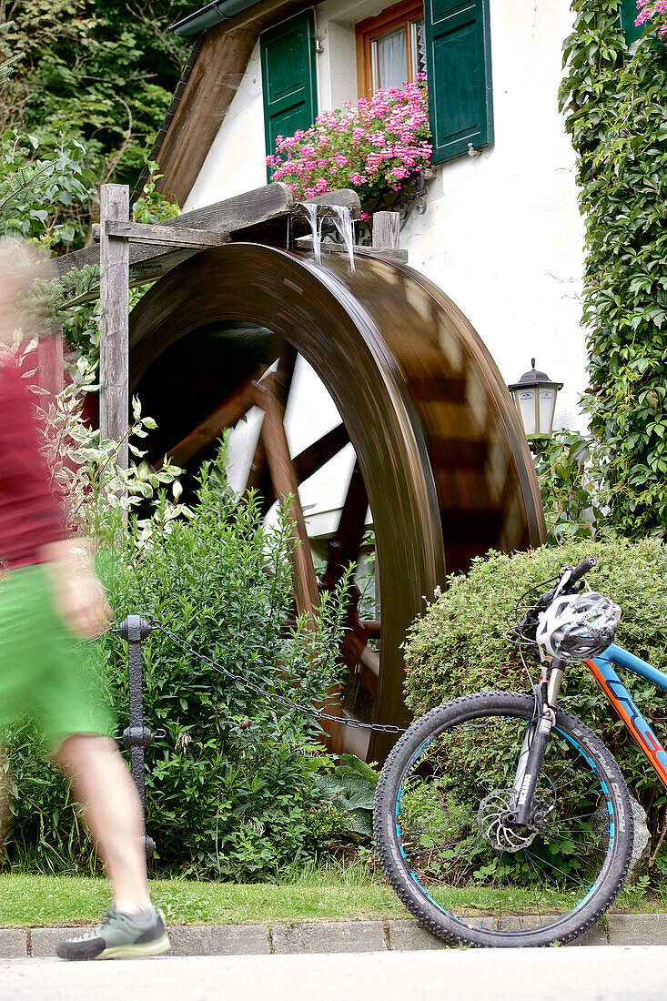 Old water wheel at an inn