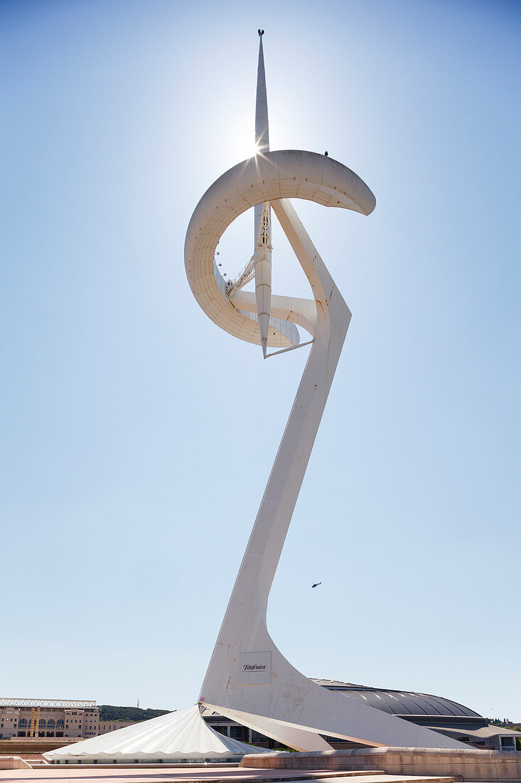 telecommunication tower Torre de Calatrava, architect Santiago Calatrava, Anella Olimpica, Olympic Ring, Olympic site of 1992, Montjuic mountain, Barcelona, Catalunya, Catalonia, Spain, Europe
