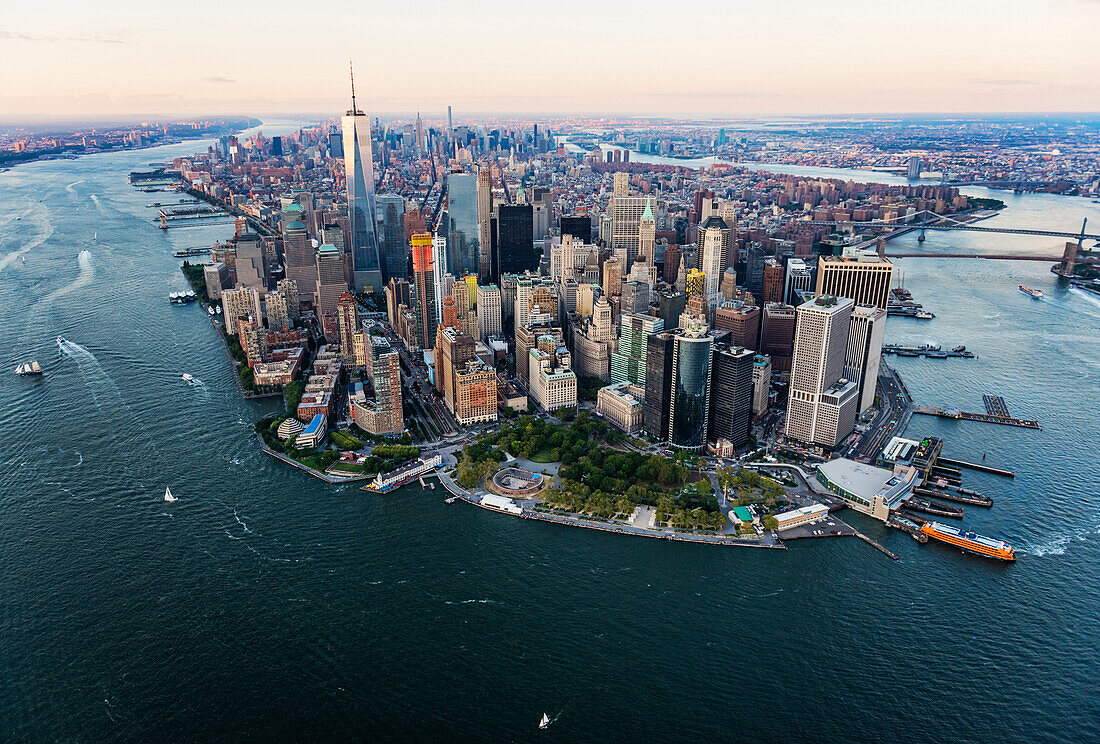 Aerial view of New York cityscape, New York, United States