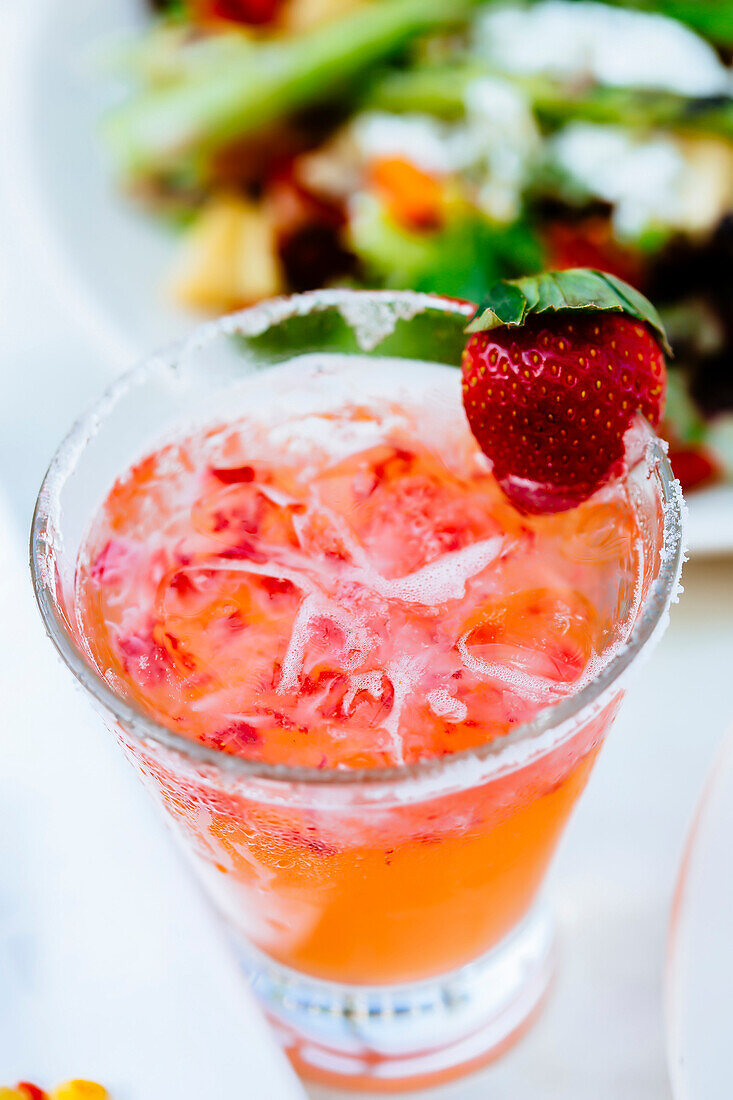 Close up of strawberry cocktail
