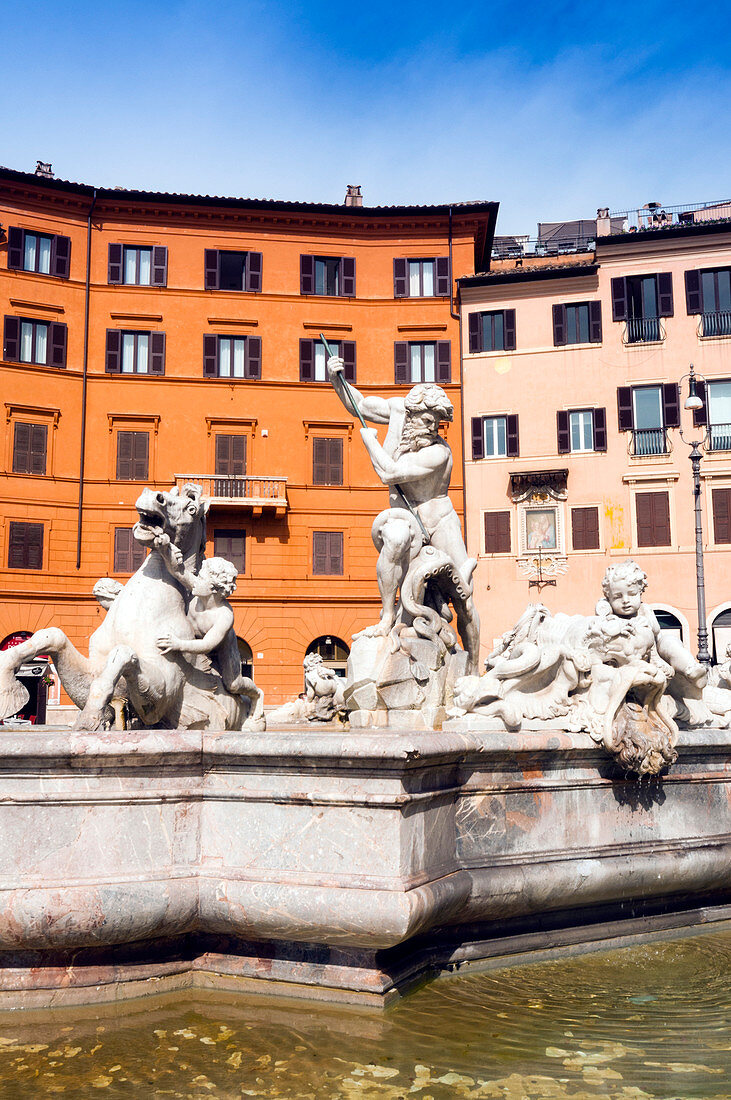 Fountain of Neptune, Piazza Navona, Rome, Unesco World Heritage Site, Latium, Italy, Europe